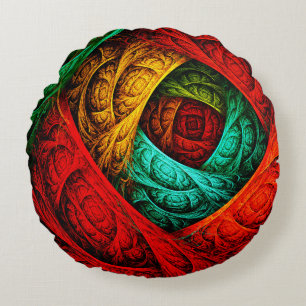 Kleurrijke Artistieke Moderne Abstracte Kunstpatro Rond Kussen