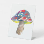 Kleurrijke artistieke paddestoel illustratie reclamebord met voetstuk (Voorkant)
