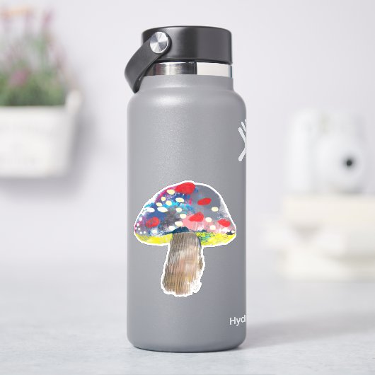 Kleurrijke artistieke paddestoel illustratie sticker (HydroFlask)