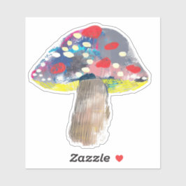 Kleurrijke artistieke paddestoel illustratie sticker