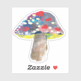 Kleurrijke artistieke paddestoel illustratie sticker