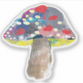 Kleurrijke artistieke paddestoel illustratie sticker (Voorkant)
