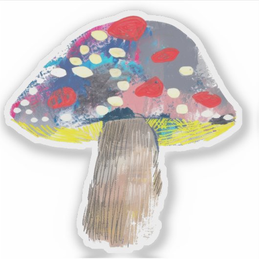 Kleurrijke artistieke paddestoel illustratie sticker (Voorkant)