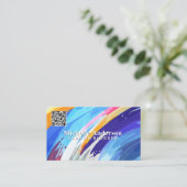 Kleurrijke artistieke penseelstreken achtergrond visitekaartje (Staand voorkant)