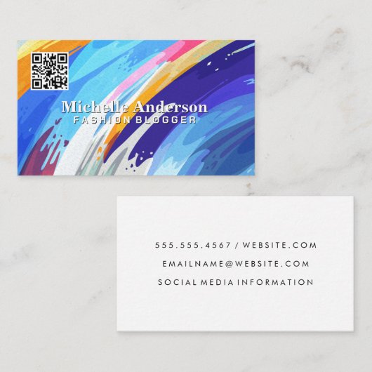 Kleurrijke artistieke penseelstreken achtergrond visitekaartje (Voorkant / Achterkant)