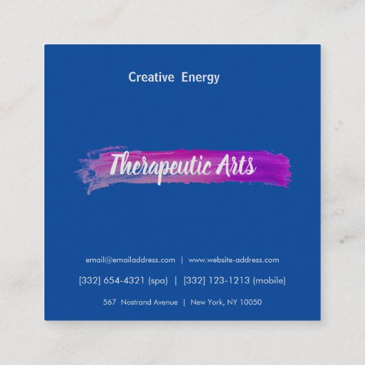 Kleurrijke artistieke penseelstreken - Kunsttherap Vierkante Visitekaartje (Achterkant)