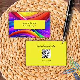 Kleurrijke Artistieke Regenboog met QR-code Visitekaartje