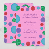 Kleurrijke artistieke stippen verjaardagsfeestuitn kaart (Voorkant / Achterkant)