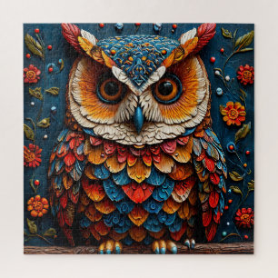 Kleurrijke Artistieke Uil Legpuzzel