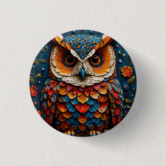 Kleurrijke Artistieke Uil Ronde Button 3,2 Cm
