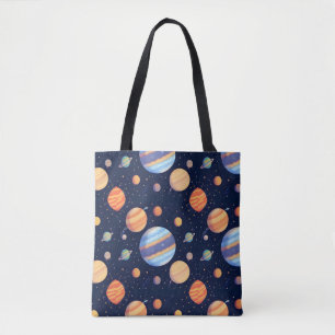 Kleurrijke Artistieke Weergave van Planeten en Ste Tote Bag