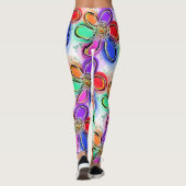 Kleurrijke Artsy Bloemen Patroon Leggings (Achterkant)