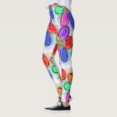 Kleurrijke Artsy Bloemen Patroon Leggings (Links)