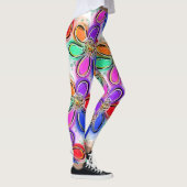 Kleurrijke Artsy Bloemen Patroon Leggings (Rechts)