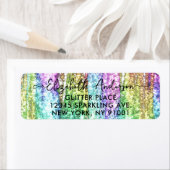 Kleurrijke Artsy Faux Rainbow Glitter Brush Stroke Etiket (Insitu)