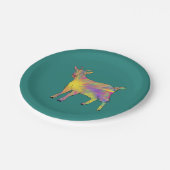 Kleurrijke artsy geit over dingen toevoegen gewoon papieren bordje (Gekanteld)