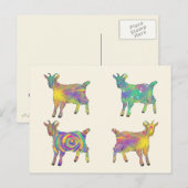 Kleurrijke artsy Goats die op het design van dinge Briefkaart (Voorkant / Achterkant)