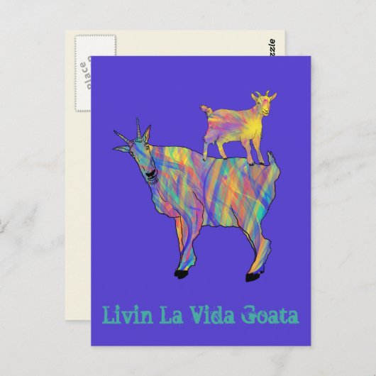 Kleurrijke artsy Goats die op het design van dinge Briefkaart (Voorkant / Achterkant)