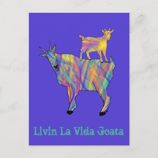 Kleurrijke artsy Goats die op het design van dinge Briefkaart (Voorkant)