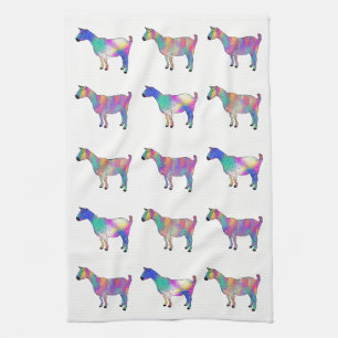 Kleurrijke artsy Goats die op het design van dinge Theedoek
