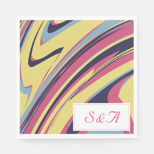Kleurrijke Artsy Modern Swirl Abstracte bruiloft Servet (Voorkant)