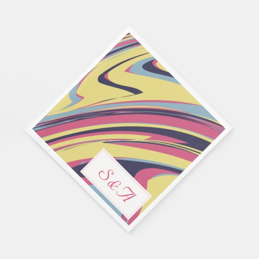 Kleurrijke Artsy Modern Swirl Abstracte bruiloft Servet (Hoek)