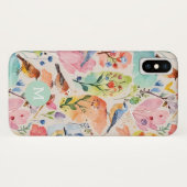 Kleurrijke Arty Birds and Flowers Waterverf Case-Mate iPhone Case (Achterkant (horizontaal))