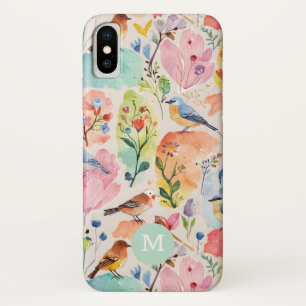 Kleurrijke Arty Birds and Flowers Waterverf Case-Mate iPhone Case