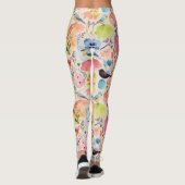 Kleurrijke Arty Birds and Flowers Waterverf Leggings (Achterkant)