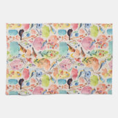 Kleurrijke Arty Birds and Flowers Waterverf Theedoek (Horizontaal)