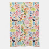 Kleurrijke Arty Birds and Flowers Waterverf Theedoek (Verticaal)
