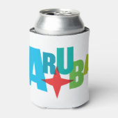 Kleurrijke Aruba tekst met rode ster ontwerp Blikjeskoeler (Blikje Voorkant)