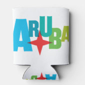 Kleurrijke Aruba tekst met rode ster ontwerp Blikjeskoeler (Achterkant)