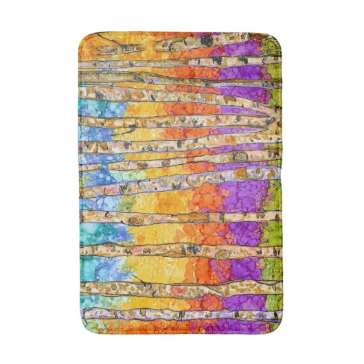 Kleurrijke Aspen bomen Bath Mat (Voorkant Verticaal)