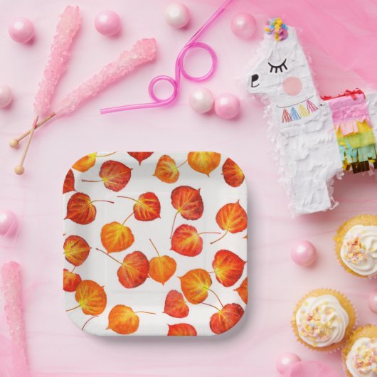 Kleurrijke Aspen herfstbladeren Papieren Bordje (Feest)