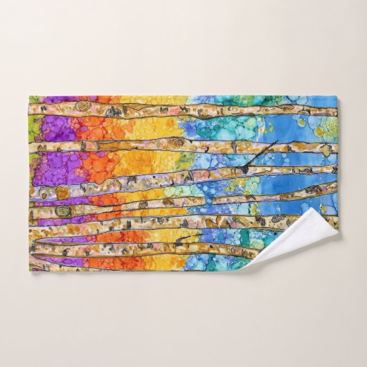 Kleurrijke Aspen Tree Badkamer Handdoek Set (Handdoek)