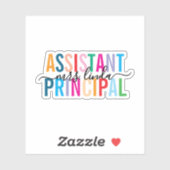 Kleurrijke Assistent Principal Custom Script Name Sticker (Vel)