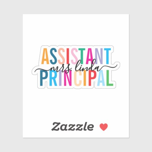 Kleurrijke Assistent Principal Custom Script Name Sticker (Vel)