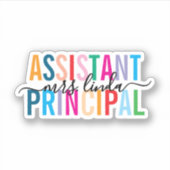 Kleurrijke Assistent Principal Custom Script Name Sticker (Voorkant)