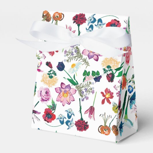 Kleurrijke Assorted Spring Flowers White Backgroun Bedankdoosjes (Voorkant Zijde)