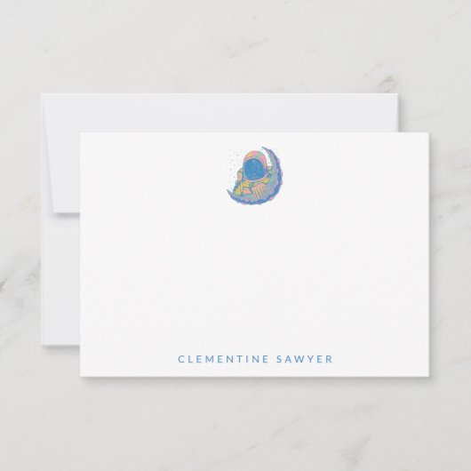  kleurrijke Astronaut en Moon Illustratie Bedankkaart (Voorkant)