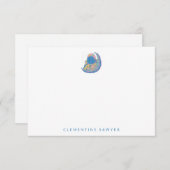  kleurrijke Astronaut en Moon Illustratie Bedankkaart (Voorkant / Achterkant)