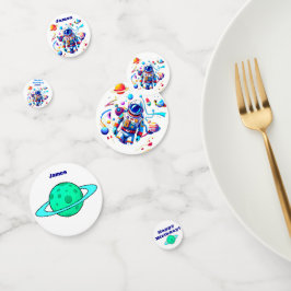 Kleurrijke Astronaut en Univers in Vette Kleuren Confetti