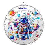 Kleurrijke Astronaut en Univers in Vette Kleuren Dartbord (Voorkant)