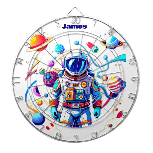 Kleurrijke Astronaut en Univers in Vette Kleuren Dartbord (Voorkant)
