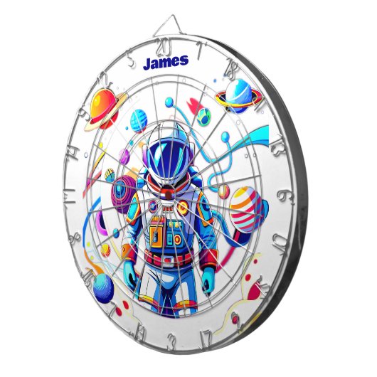 Kleurrijke Astronaut en Univers in Vette Kleuren Dartbord (Voorkant Rechts)