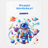 Kleurrijke Astronaut en Univers in Vette Kleuren Fleece Deken (Voorkant)