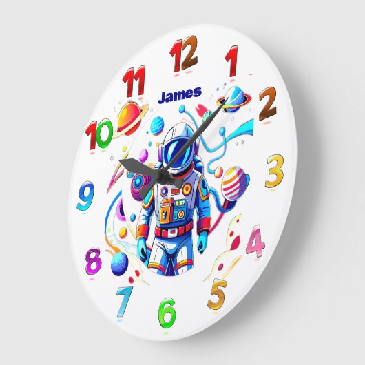 Kleurrijke Astronaut en Univers in Vette Kleuren Grote Klok (Hoek)