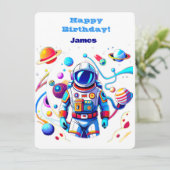 Kleurrijke Astronaut en Univers in Vette Kleuren Kaart (Staand voorkant)