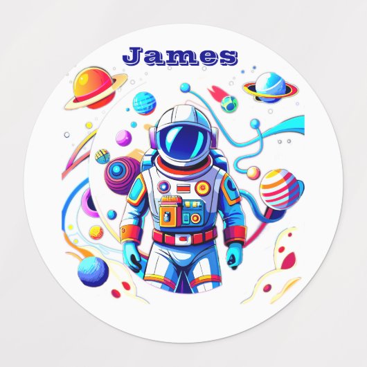 Kleurrijke Astronaut en Univers in Vette Kleuren Labels (Design 1)